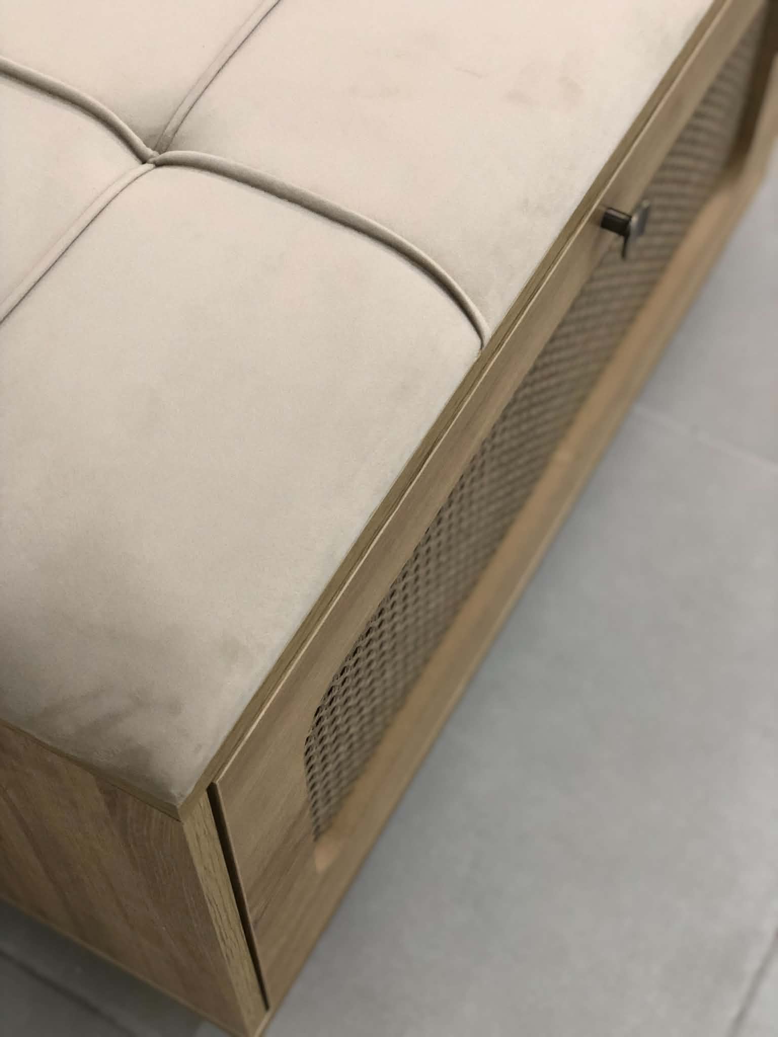 Banc Porte-Chaussures Cannage & Capitonné