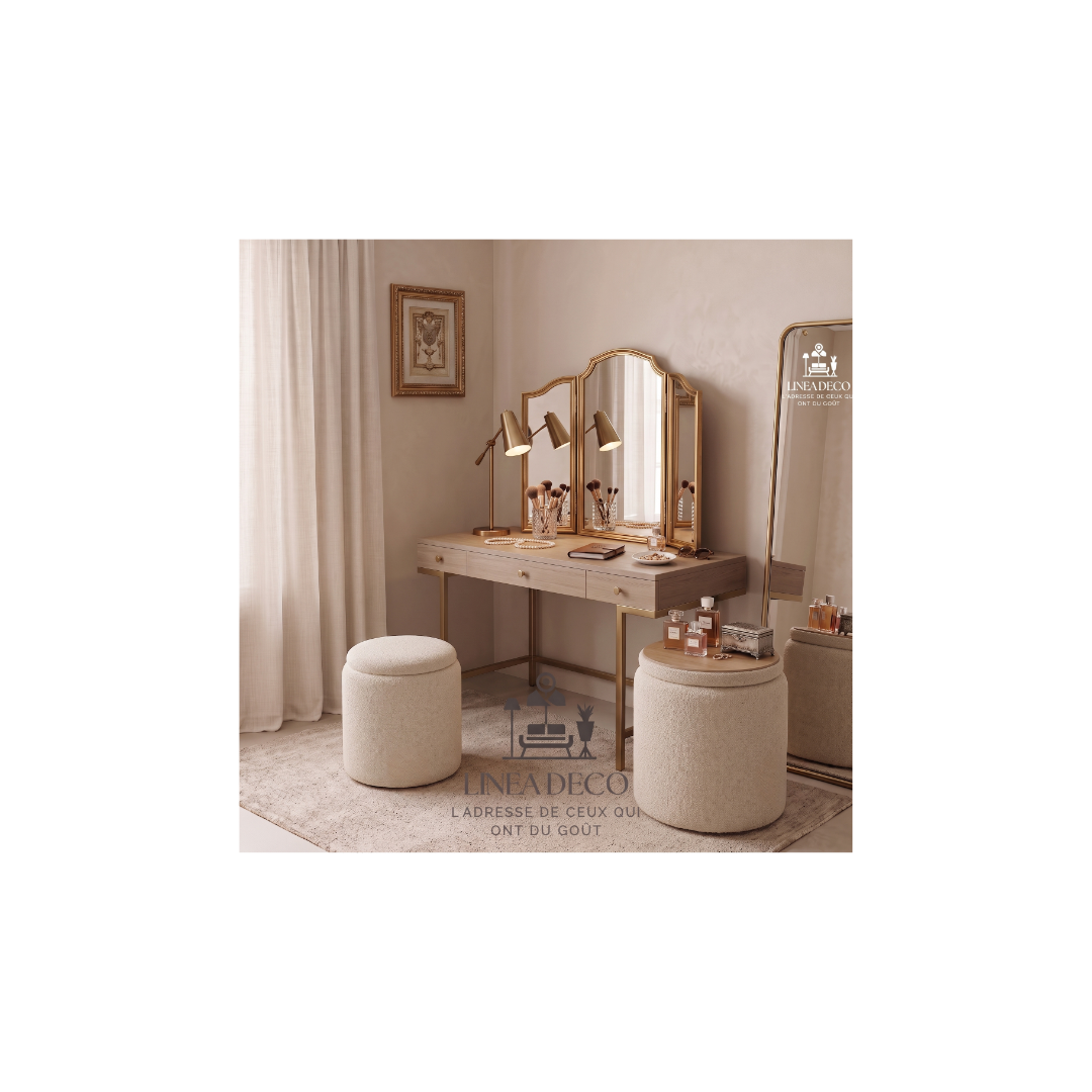 Duo de Poufs Coffres de Rangement en Tissu Bouclette