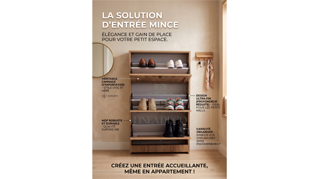 Meuble à Chaussures en Cannage