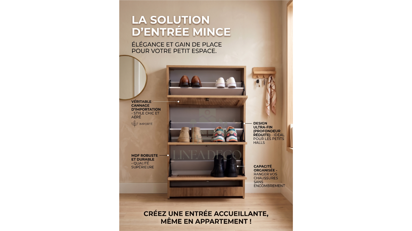 Meuble à Chaussures en Cannage