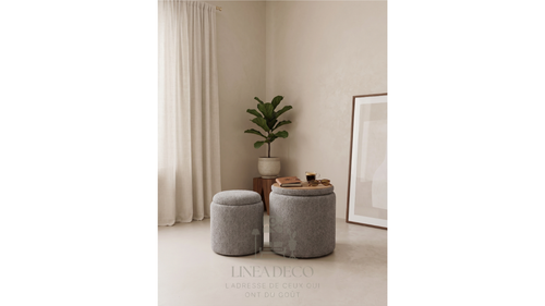Duo de Poufs Coffres de Rangement en Tissu Bouclette